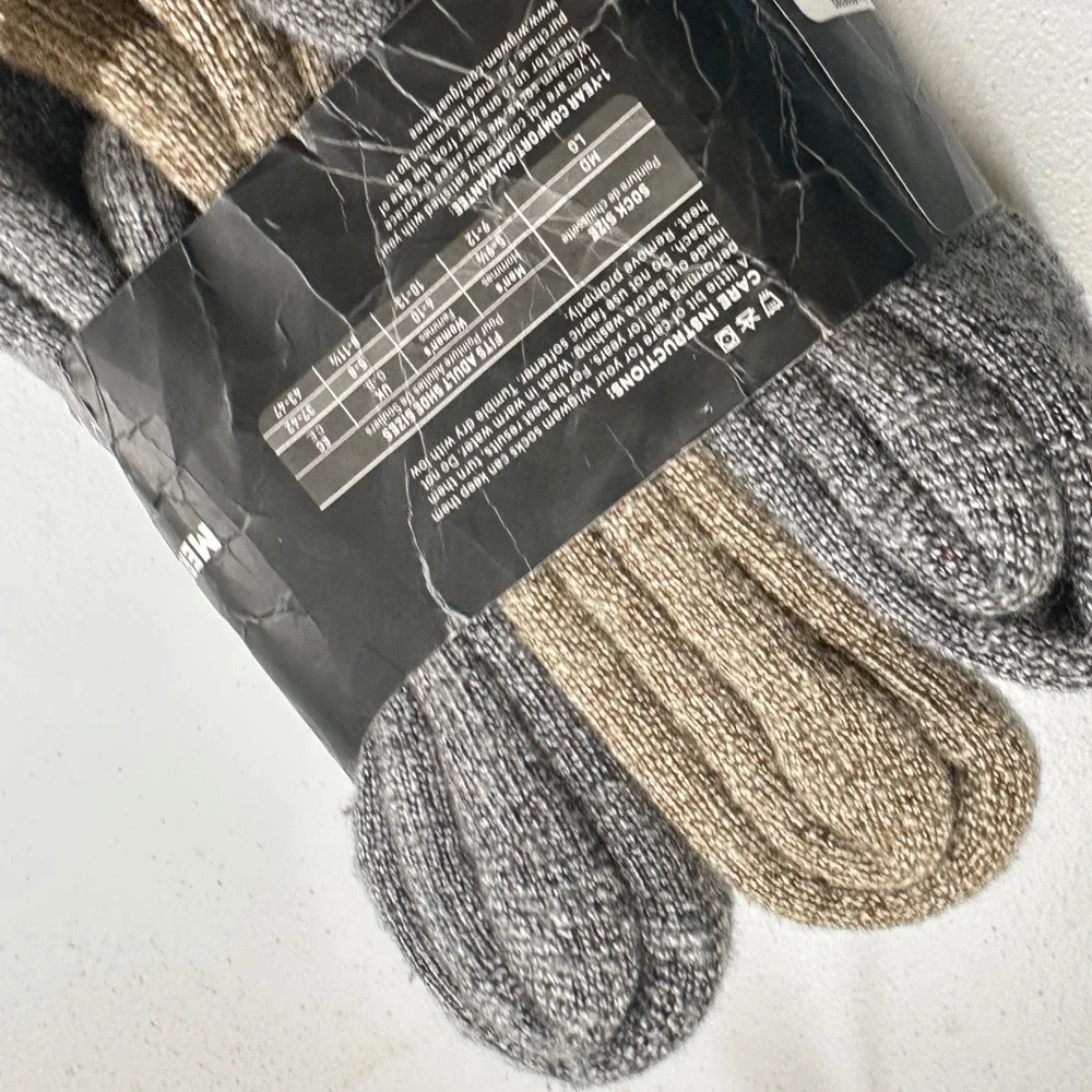 Wigwam Merino Wool Boot Socks 3-Pack Grey Tan Marl Heavyweight Cushioned MD